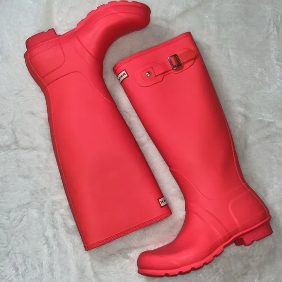Hunter Original Tall Rain Boots Hyper Pink Size:9  Perfect w/Lilly Pulitzer
