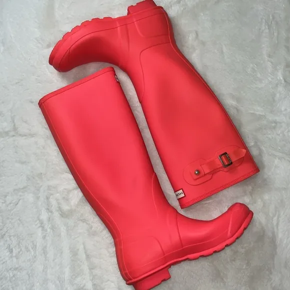 Hunter Original Tall Rain Boots Hyper Pink Size:9  Perfect w/Lilly Pulitzer