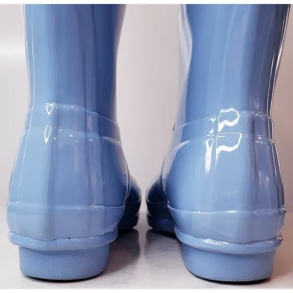 HUNTER Original Tall Wellington Gloss Rain Boots Blue Women's Size US6 in EUC