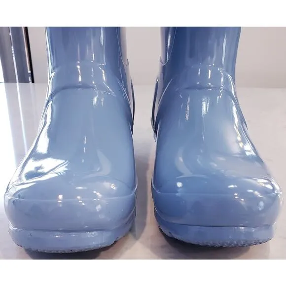 HUNTER Original Tall Wellington Gloss Rain Boots Blue Women's Size US6 in EUC