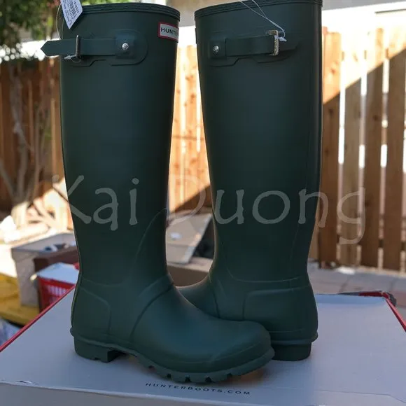 Hunter Original Women Tall Matte GREEN Rain Boots