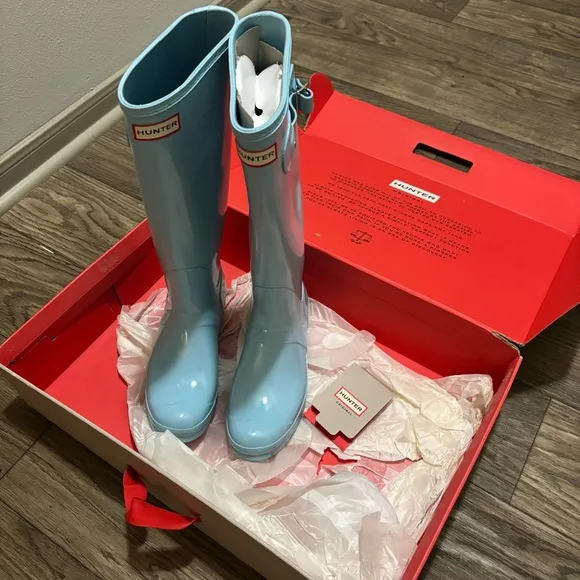 Hunter Pale Mint Original Tall Gloss Boots