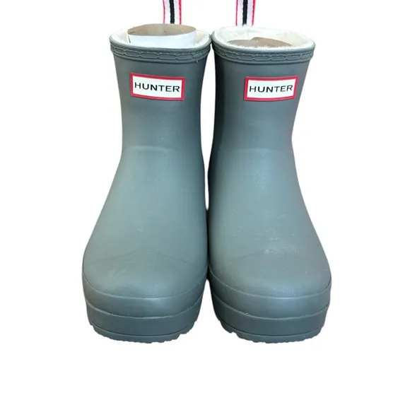 Hunter® Play Short Sherpa Insulated Wellington Rain Boots Urban Grey Womens US 9