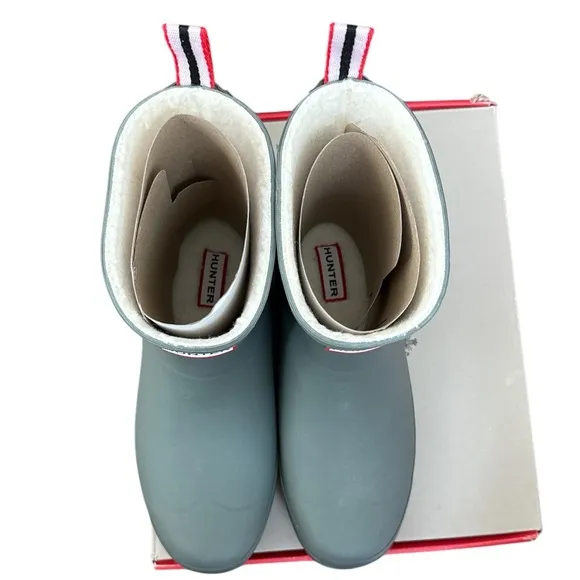 Hunter® Play Short Sherpa Insulated Wellington Rain Boots Urban Grey Womens US 9