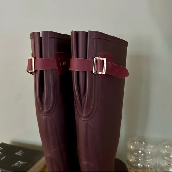 Hunter Purple Original Tall Rain Boots Black Grape