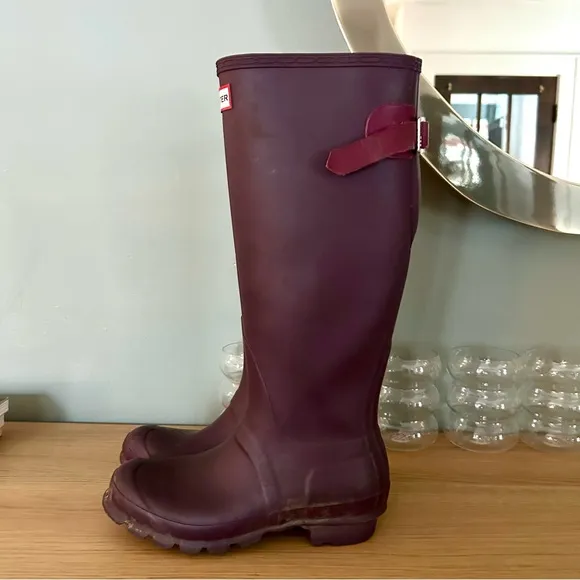 Hunter Purple Original Tall Rain Boots Black Grape