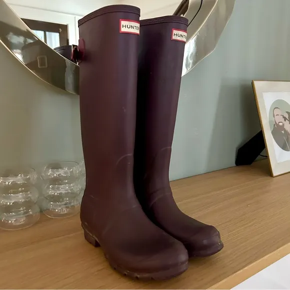 Hunter Purple Original Tall Rain Boots Black Grape