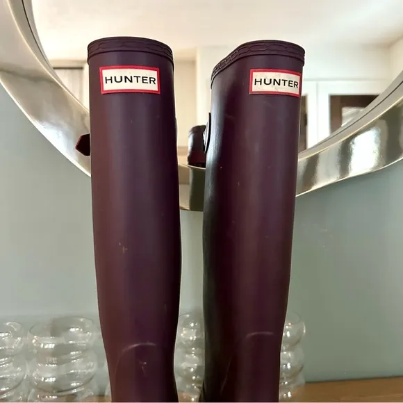 Hunter Purple Original Tall Rain Boots Black Grape