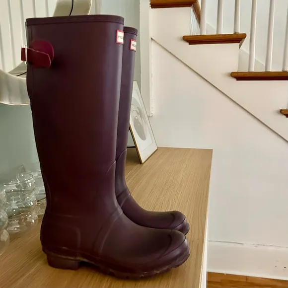 Hunter Purple Original Tall Rain Boots Black Grape