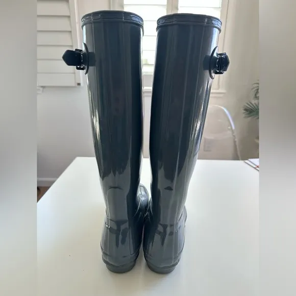 Hunter Rainboots Gray Original Gloss Tall Boots Womens 7