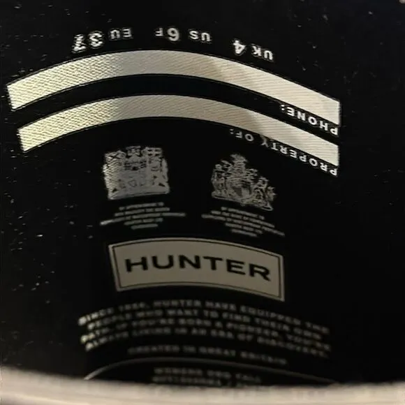 Hunter tall rain boots matte black sz 37 Euro US 6 includes Hunter boot shine