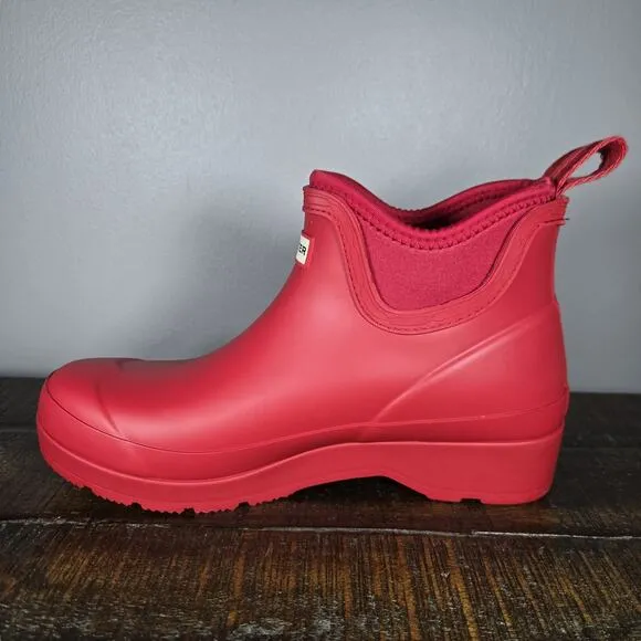 Hunter Waterproof Chelsea Womens Size 7 Short Rain Boots Waterproof Red
