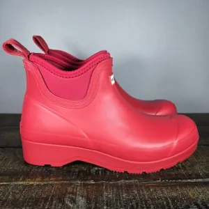 Hunter Waterproof Chelsea Womens Size 7 Short Rain Boots Waterproof Red