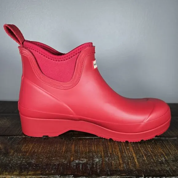 Hunter Waterproof Chelsea Womens Size 7 Short Rain Boots Waterproof Red