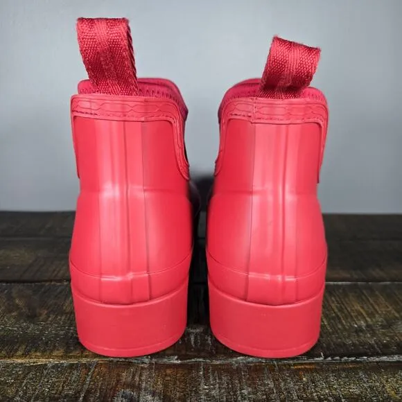 Hunter Waterproof Chelsea Womens Size 7 Short Rain Boots Waterproof Red