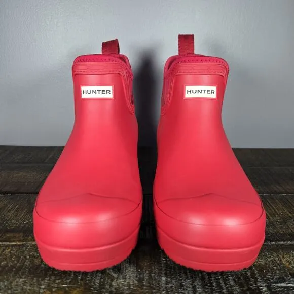 Hunter Waterproof Chelsea Womens Size 7 Short Rain Boots Waterproof Red