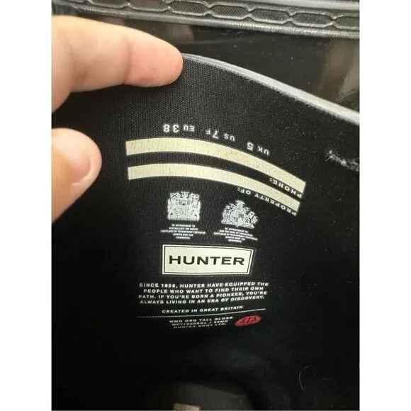 Hunter Women Black Tall Gloss Boots Size 7