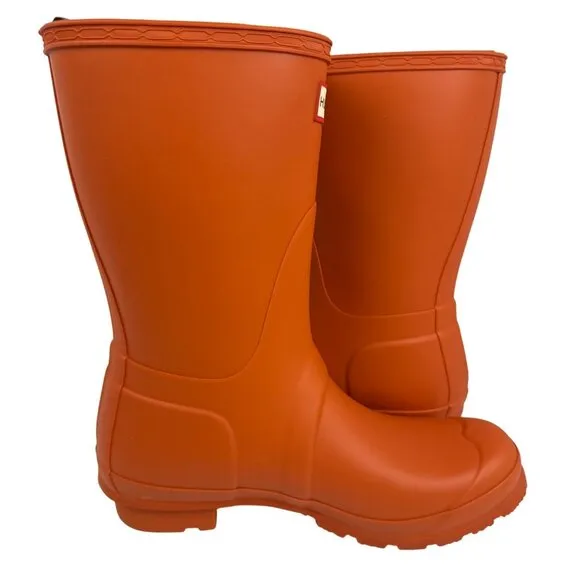 Hunter Women's Original Short Wellington Orange Rubber Rain Boots Size US 7