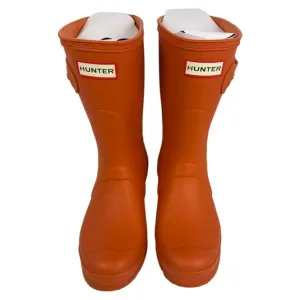 Hunter Women's Original Short Wellington Orange Rubber Rain Boots Size US 7