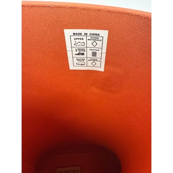Hunter Women's Original Short Wellington Orange Rubber Rain Boots Size US 7