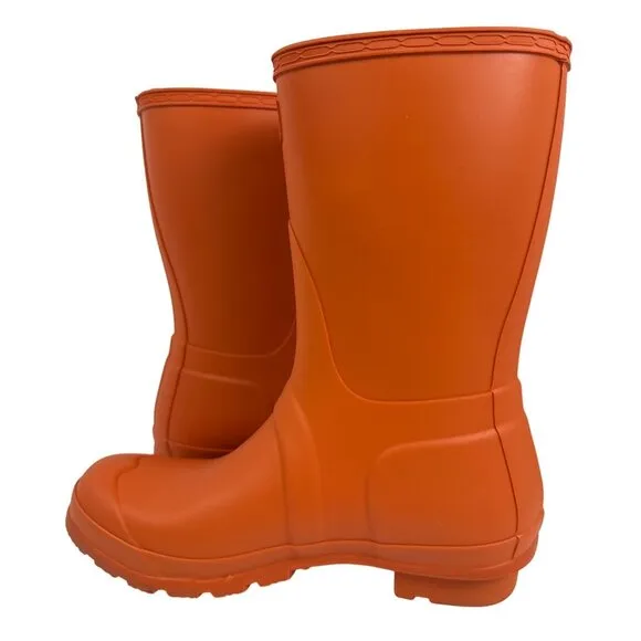 Hunter Women's Original Short Wellington Orange Rubber Rain Boots Size US 7