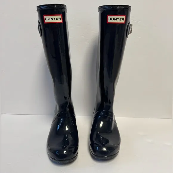 Hunter Women's Original Tall Gloss Rain Boots Navy