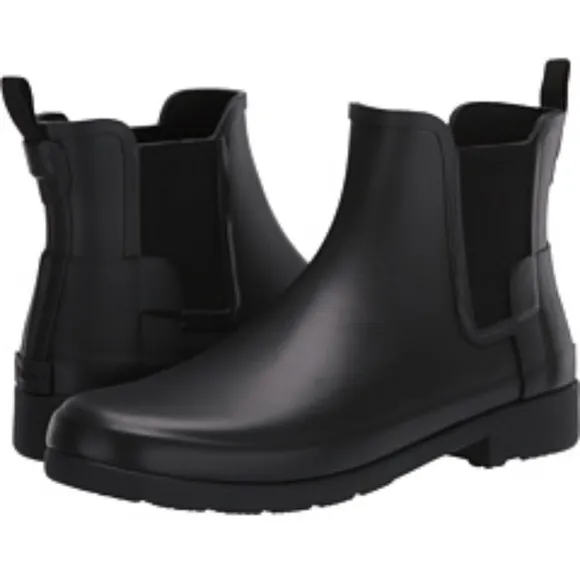 Hunter Womens Refined WFS1017RMA Black Round Toe Chelsea Short Boots Size 6 Rain