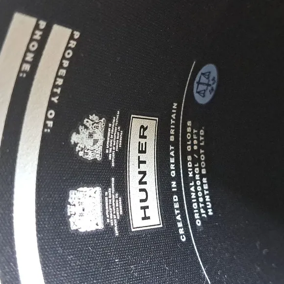 Hunter Youth Unisex Original Tall Glossy‎ Black Wellie Rain Boots Size B3/G4