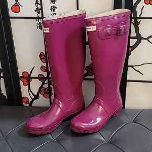 Hunter Tall Violet Plum Pink Gloss Rain Boots