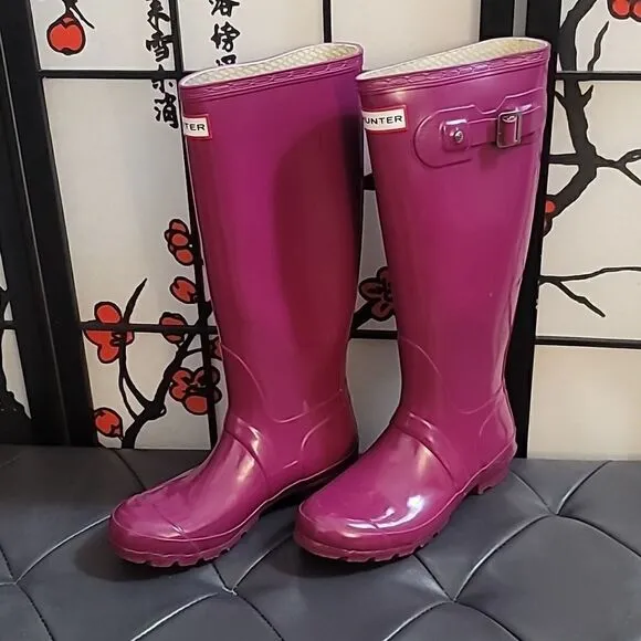 Hunter Tall Violet Plum Pink Gloss Rain Boots