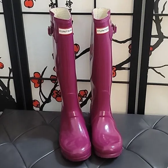 Hunter Tall Violet Plum Pink Gloss Rain Boots