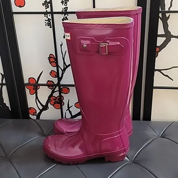 Hunter Tall Violet Plum Pink Gloss Rain Boots