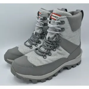 Hunter Womens Size 10 Glitter Silver Grey Insulated Winter Commando Boots Shoes