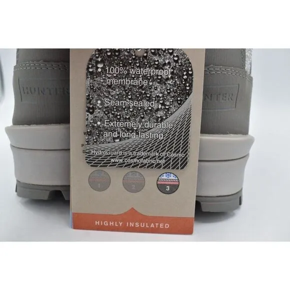 Hunter Womens Size 10 Glitter Silver Grey Insulated Winter Commando Boots Shoes