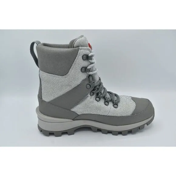 Hunter Womens Size 10 Glitter Silver Grey Insulated Winter Commando Boots Shoes