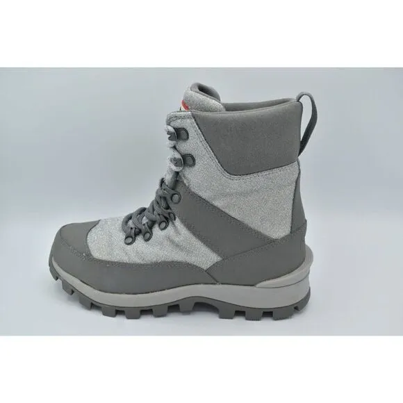 Hunter Womens Size 10 Glitter Silver Grey Insulated Winter Commando Boots Shoes