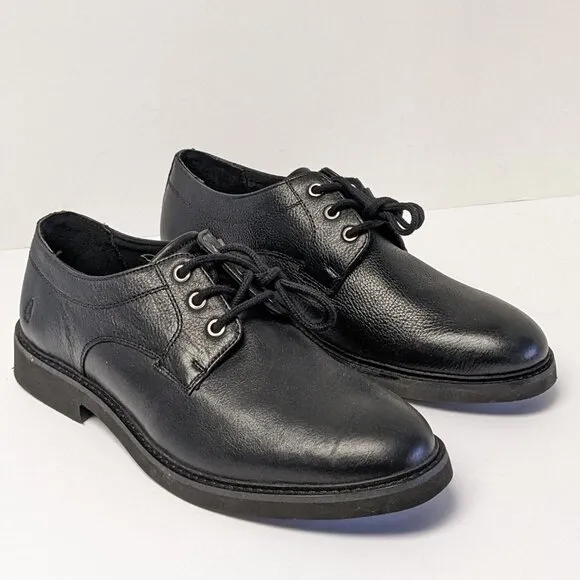 Hush Puppies Detroit Plain Toe Oxford, Black Leather, Men's 9.5 M
