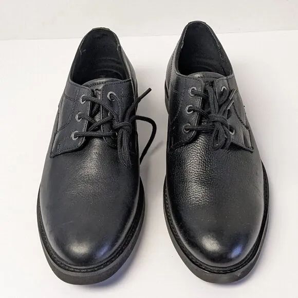 Hush Puppies Detroit Plain Toe Oxford, Black Leather, Men's 9.5 M