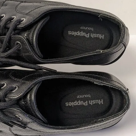 Hush Puppies Detroit Plain Toe Oxford, Black Leather, Men's 9.5 M