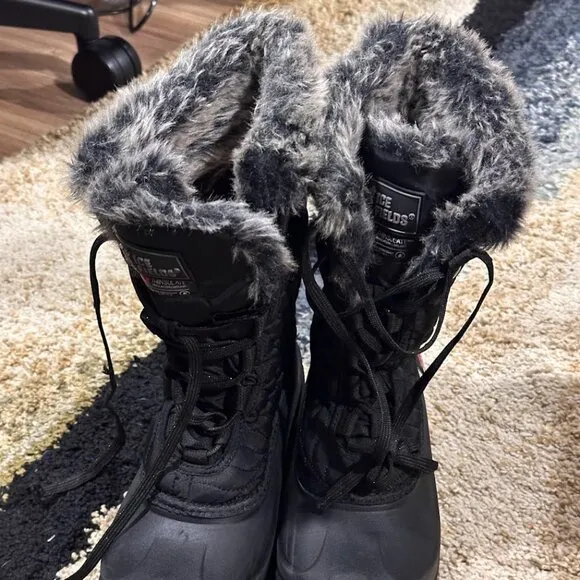 Ice Fields Women's Shirley Black 2 Tall Winter Boots Size 8