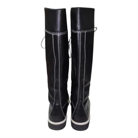 imberland 23344 / 9326 Black Leather Waterproof Lace-up Tall Boots 6 5 M NEW