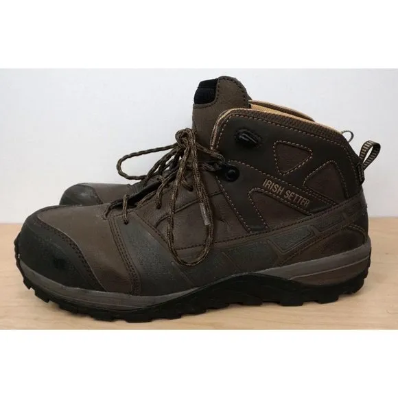 IRISH SETTER Mens Brown Leather Safety Toe Work Hunting Boots Size 9.5