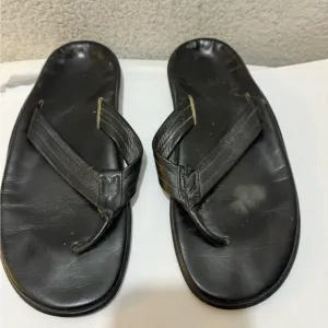 Island pro Slipper black  Leather Flip Flop Sandals men 11