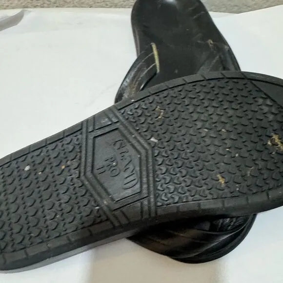 Island pro Slipper black  Leather Flip Flop Sandals men 11