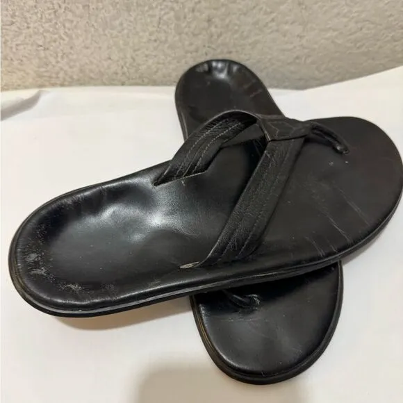 Island pro Slipper black  Leather Flip Flop Sandals men 11