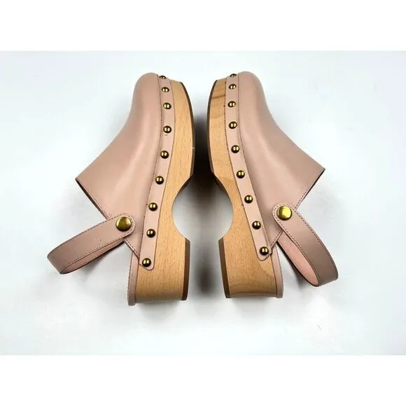 J Crew Convertible Leather Clog Women‎ 7 EUC Comfort Leather Beige Pink Sandals