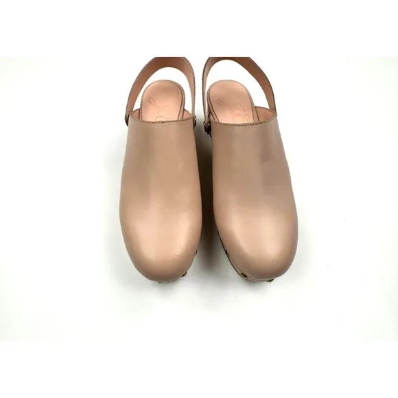 J Crew Convertible Leather Clog Women‎ 7 EUC Comfort Leather Beige Pink Sandals