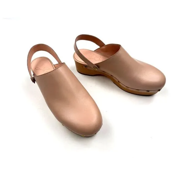 J Crew Convertible Leather Clog Women‎ 7 EUC Comfort Leather Beige Pink Sandals