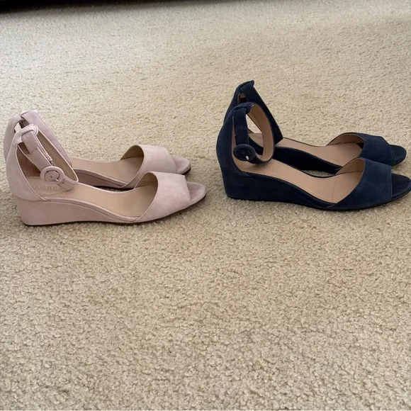 J. Crew Laila and Navy Suede Wedges Sandals