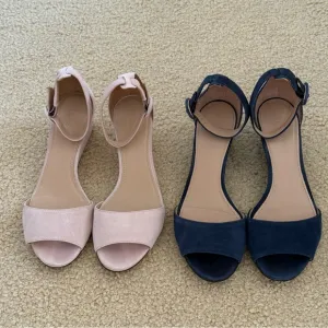 J. Crew Laila and Navy Suede Wedges Sandals
